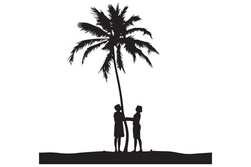 Silhouette of palm trees White background Illustration