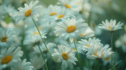 Beautiful daisies, real shot, close-up