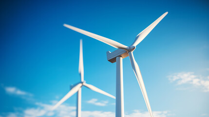 Wind turbines and blue sky, renewable energy and sustainability concept - 762535724