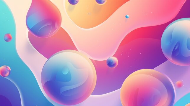 Abstract Colorful Orb Composition With a Fluid Gradient Background