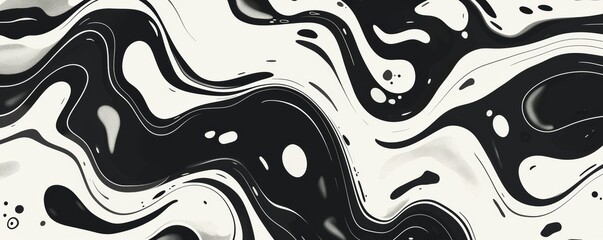 Black and White Swirl Abstract Painting