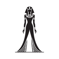 Egyptian Queen silhouette: Ancient Egyptian Vector Embracing the sands of pharaoh times. Egyptian queen black illustration.