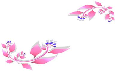 pink gradient leaf branch icon in the corner of the frame without background
