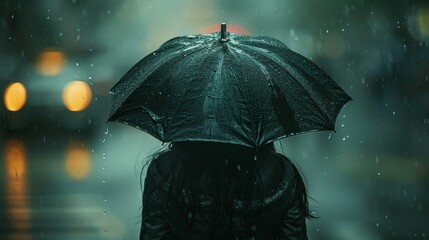 Person Walking in the Rain With Umbrella