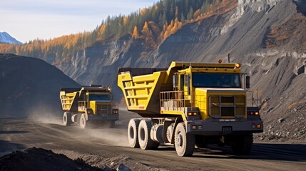 The Formidable Force of a Big Yellow Mining Truck at Work