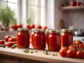 Fotobehang tomato sauce in jar © The Best One