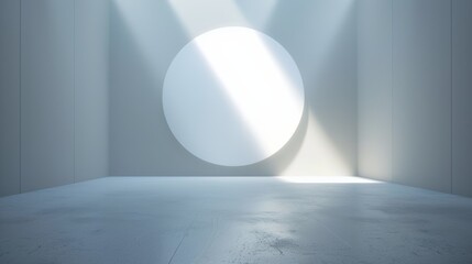 Fototapeta na wymiar Minimalist White Sphere Casting Shadows in a Modern Sunlit Room