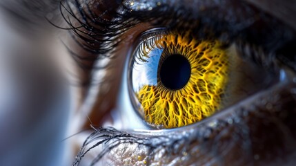 Close Up of Persons Eye With Yellow Iris