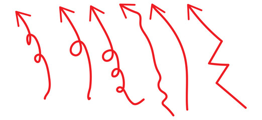 Black curly arrows isolated on a transparent background. Arrows of various shapes. Vector clipart. Arrow set.