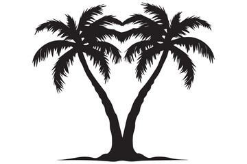 Silhouette of palm trees White background Illustration