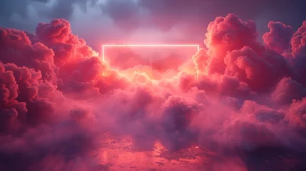 Poster Surreal Neon Gateway Illuminating Clouds in a Dusk Sky © Denys