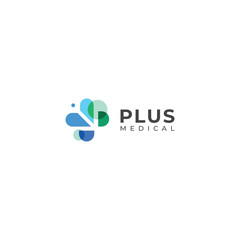 Creative Cross plus medical logo design template.