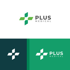 Creative Cross plus medical logo design template.
