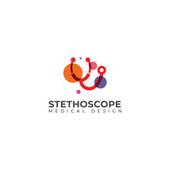 Creative stethoscope medical vector logo Health checkup tool.