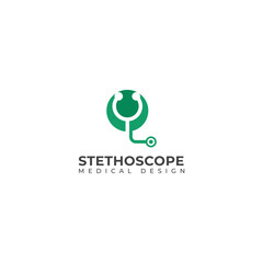 Creative stethoscope medical vector logo Health checkup tool.