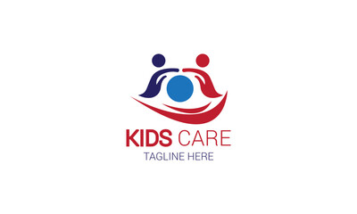 Obraz premium Kids care, family, charity vector logo emblem design template.