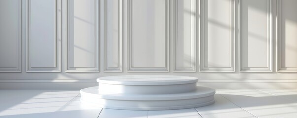 White Pedestal in Room With White Walls