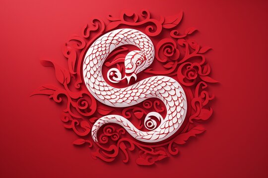 chinese Snake on red