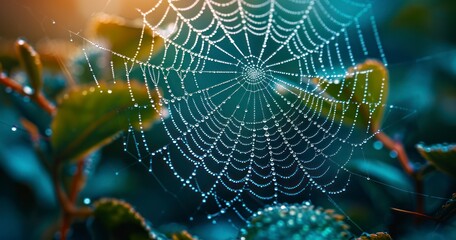 The Marvel of Nature Through the Delicate Patterns of Water on a Spider Web