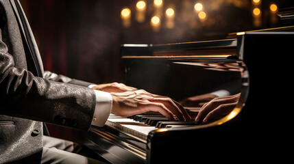 generated illustration of closeup of hands of playing the piano
