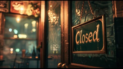 Closed Sign Hanging From Side of Building - obrazy, fototapety, plakaty