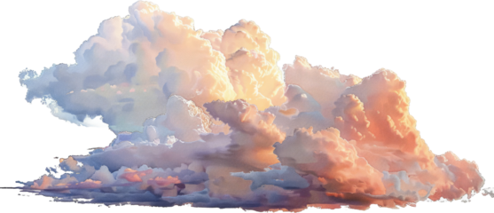 Cumulus clouds panoramic view, cut out transparent