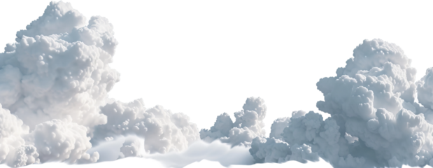 Cumulus clouds panoramic view, cut out transparent