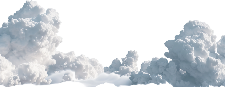 Cumulus clouds panoramic view, cut out transparent