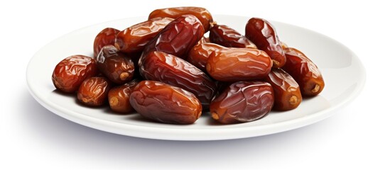Plate with dried dates for Ramadan.
