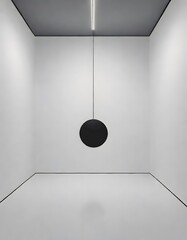 Artistic Interpretation of a Minimalist Void, Small Empty Room with a Single Dark Spot, Generated with AI