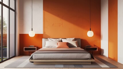 Stylish Gender-Neutral Bedroom Design with Minimalist Decor AI Generated.