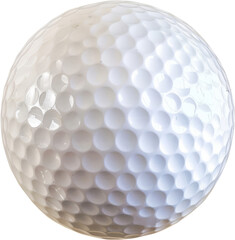 Close-up of a white golf ball, cut out transparent