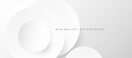 Abstract minimalist white background with circular elements vector
