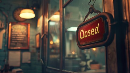 Closed Sign Hanging From Building - obrazy, fototapety, plakaty
