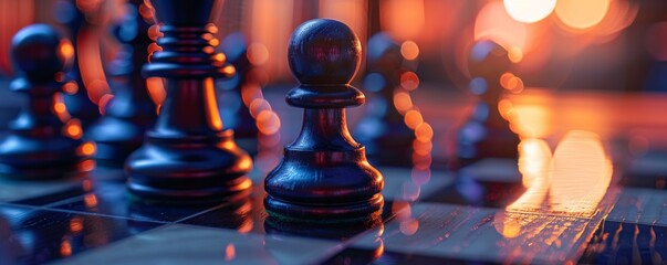 Dramatic 3D rendering of a legal battle, chess pieces on a board symbolizing lawsuit strategies - obrazy, fototapety, plakaty