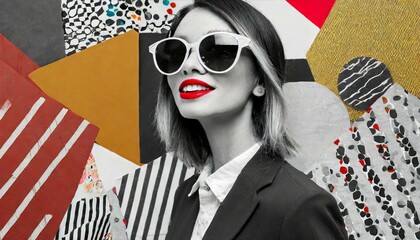 collage in modernist style combining abstract and colourful visual elements