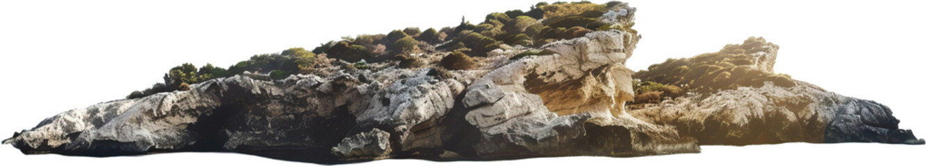 Fototapeta na wymiar Textured rocky terrain, cut out transparent
