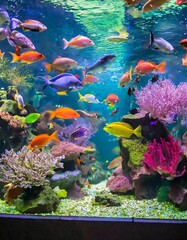 Obraz na płótnie Canvas Aquarium full of colorful fish 