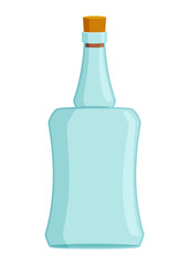 Glass bottle cartoon style icon. blank and empty wine bottle