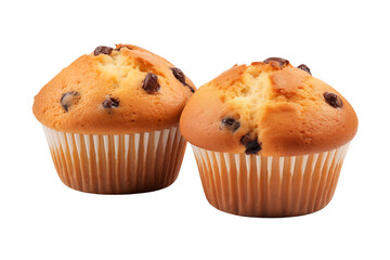 muffins with chocolate chips isolated on transparent or white background, png