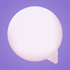 3d white speech bubble, social media chat message icon. Empty text bubble, comment, dialogue balloon