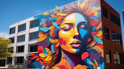 Explore the vibrant cityscape with bold and psychedelic street art murals adorning the city walls.