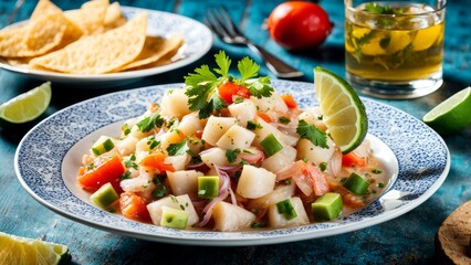 Ceviche, in the style of food photography