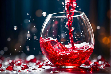 Red Wine Being Poured into a Glass - obrazy, fototapety, plakaty