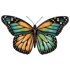 monarch butterfly with blues silver green