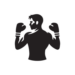 Boxer silhouette: Boxer Vector Capturing the Power, Agility, and Grit of Boxers in Action, boxer black illustration. - obrazy, fototapety, plakaty