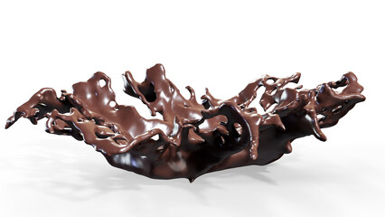 Chocolate or Cocoa splash isolated on white background, 3d render