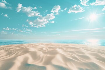 sandy beach has the sun shining on it