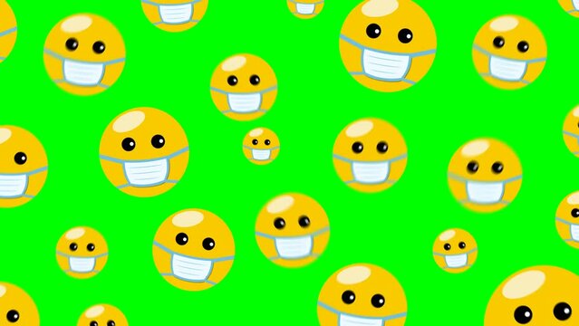 emoticons emoji with face masks sick disease illness suffer animation green screen