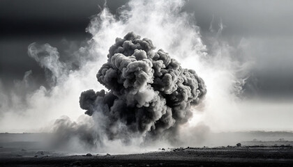 Smoke effect after explosion. Dust cloud.